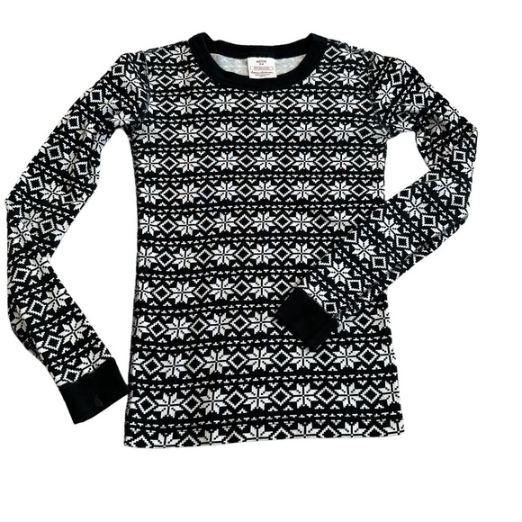 Hanna Andersson pajamas Top Children's Size 12 Organic Cotton Snug Fit Snowflake - Picture 13 of 13